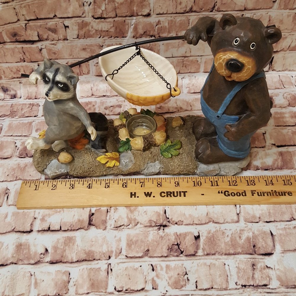 Yankee Candle Co. Burner Hanging Tart Rustic Bear Racoon Acorn Lodge - Picture 7 of 16
